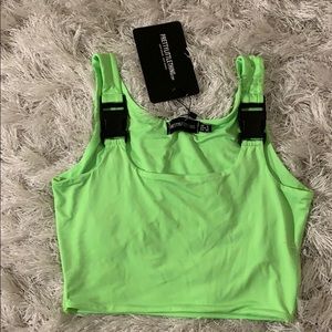 Neon Lime Buckle Strap Crop Top